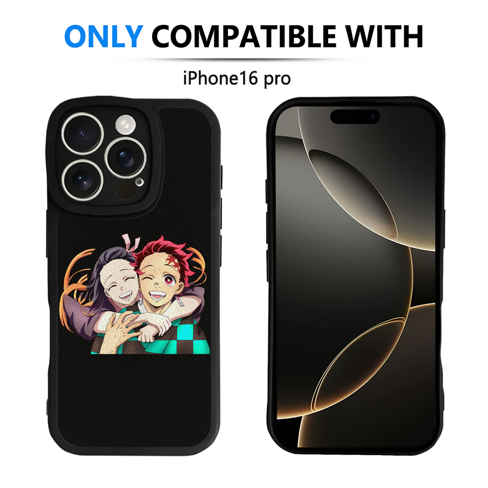 （画像用） 鬼滅の刃（きめつのやいば）竈門 禰󠄀豆子／かまど ねずこ Kamado Nezuko 【iPhone 16シリーズ対応】シリコンスマホケース（レザー調） 材質：シリコン